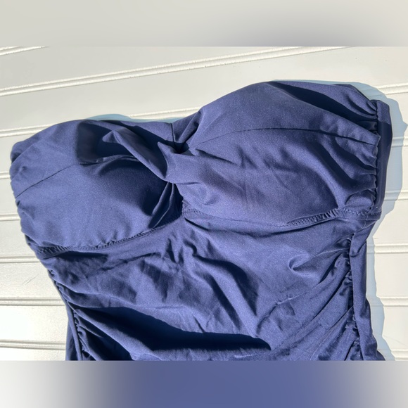 Draper James Swimsuit Navy Blue One Piece Bathing Twist Bandeau Size XL NWT - Picture 8 of 13